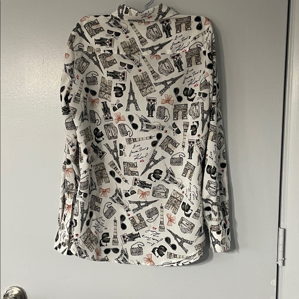 Karl Lagerfeld Graphic Print Button-Down Shirt - Picture 3 of 9